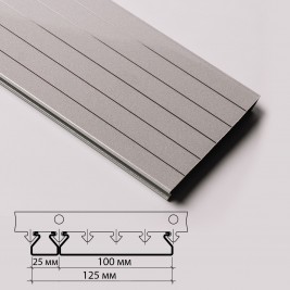 Реечный потолок Албес, S-дизайн А100AS Серебристый металлик металлической полосой, 4м